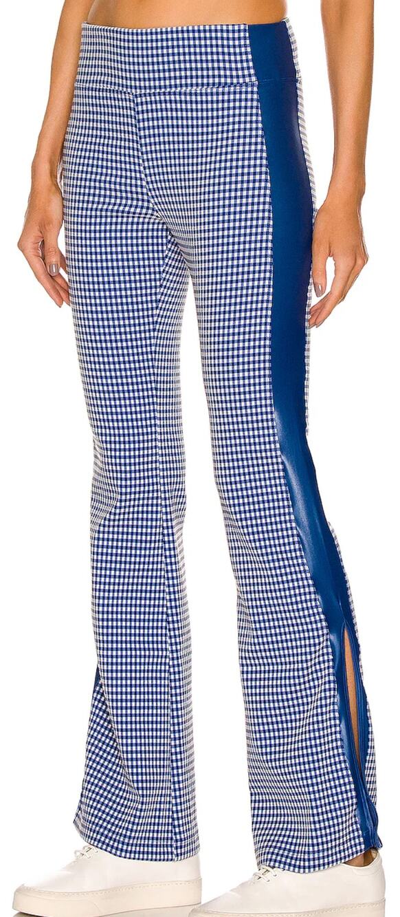 Koral Katylyn Redford Lapis Blue White Gingham High Rise Flare Pants size S